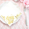 20 pcs 13x13 in Metallic Gold and White Floral Paper Napkins
