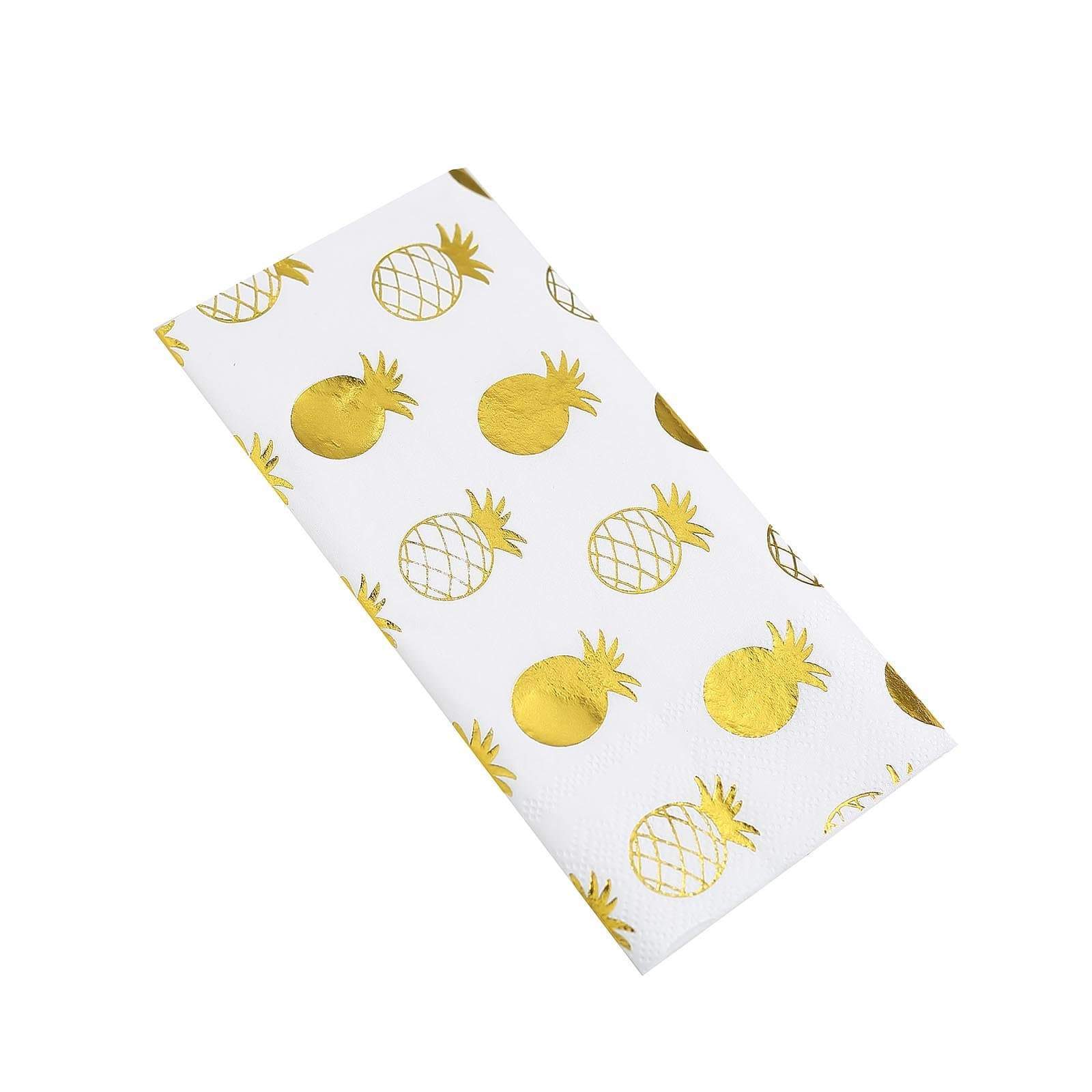 20 pcs 13x13 in Metallic Gold and White Pineapple Paper Napkins