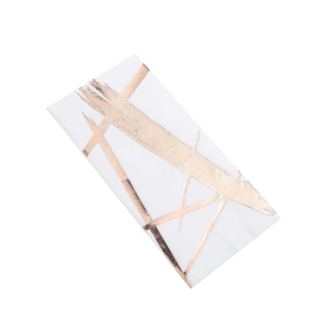 20 pcs 13x13 in Metallic Rose Gold and White Abstract Paper Napkins