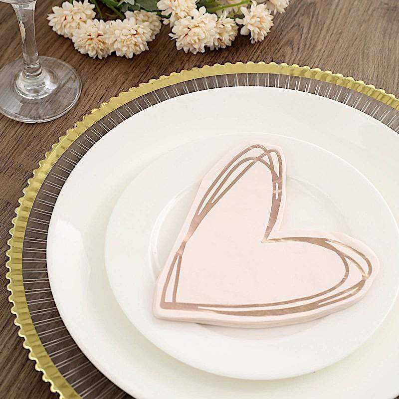 20 Rose Gold 11x9 in Heart Paper Beverage Cocktail Napkins