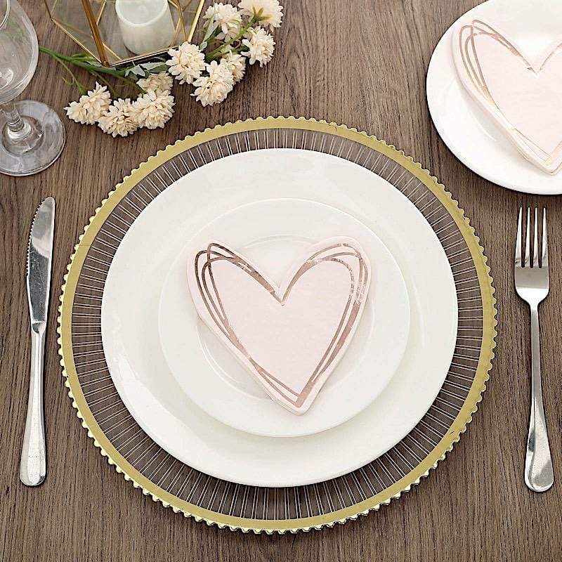 20 Rose Gold 11x9 in Heart Paper Beverage Cocktail Napkins