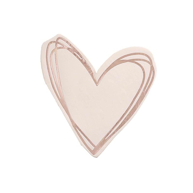20 Rose Gold 11x9 in Heart Paper Beverage Cocktail Napkins
