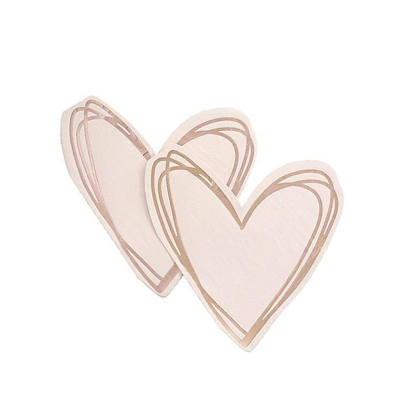 20 Rose Gold 11x9 in Heart Paper Beverage Cocktail Napkins