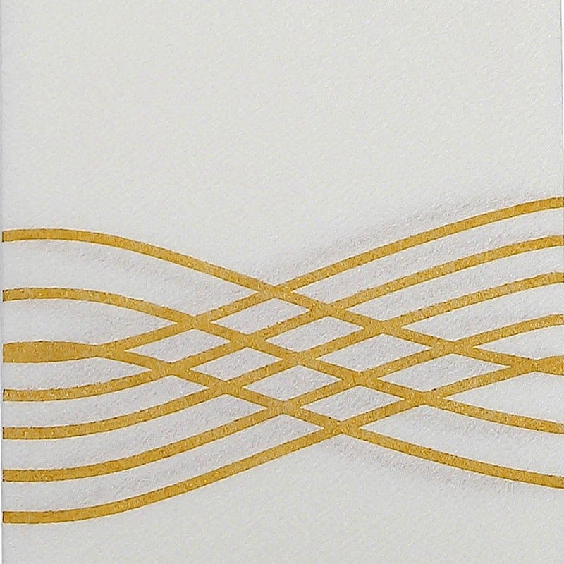 20 White with Metallic Wave Design Airlaid Paper Napkins
