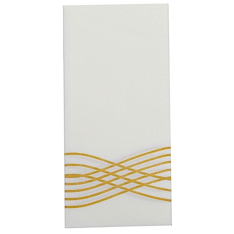 20 White with Metallic Wave Design Airlaid Paper Napkins