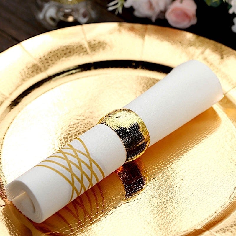 20 White with Metallic Wave Design Airlaid Paper Napkins