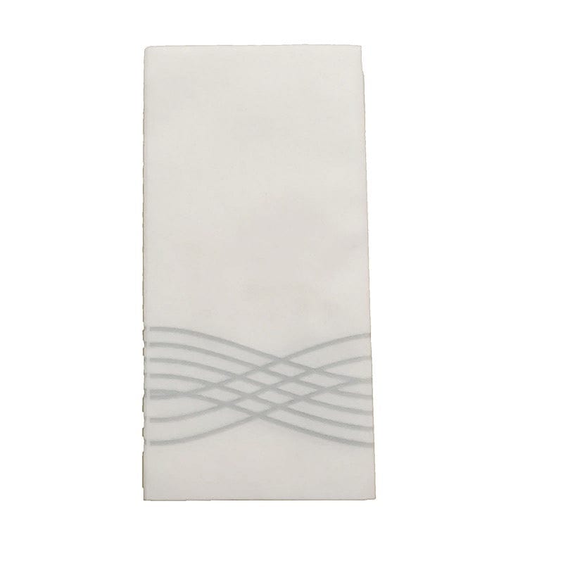 20 White with Metallic Wave Design Airlaid Paper Napkins