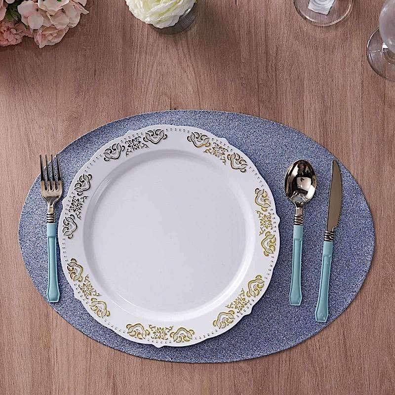 13-Inch Round Glitter Faux Leather PLACEMATS Wedding Party Table Decorations