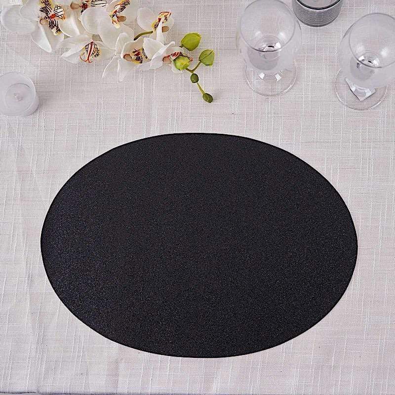 6 pcs 12 in Oval Glitter Faux Leather Placemats