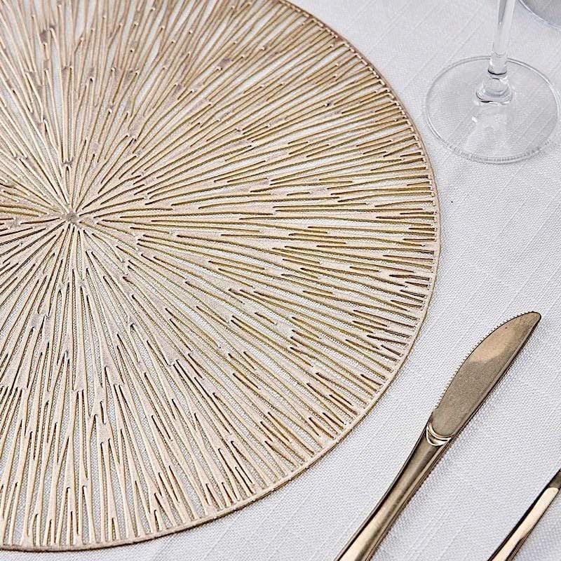 6 pcs 15 in wide Spike Design Round Vinyl Placemats