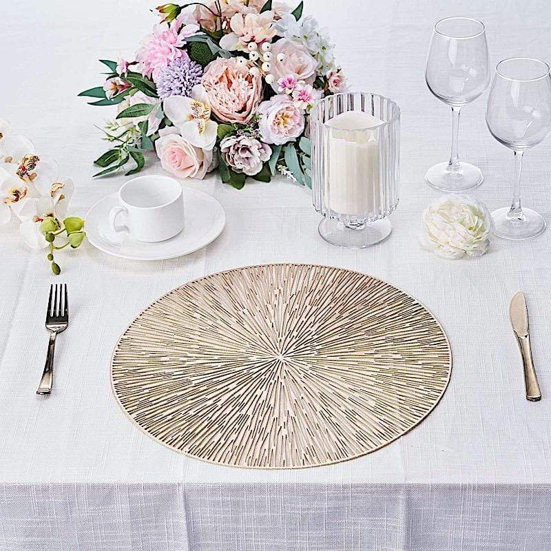 6 pcs 15 in wide Spike Design Round Vinyl Placemats