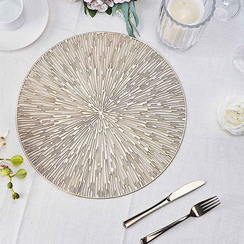 6 pcs 15 in wide Spike Design Round Vinyl Placemats