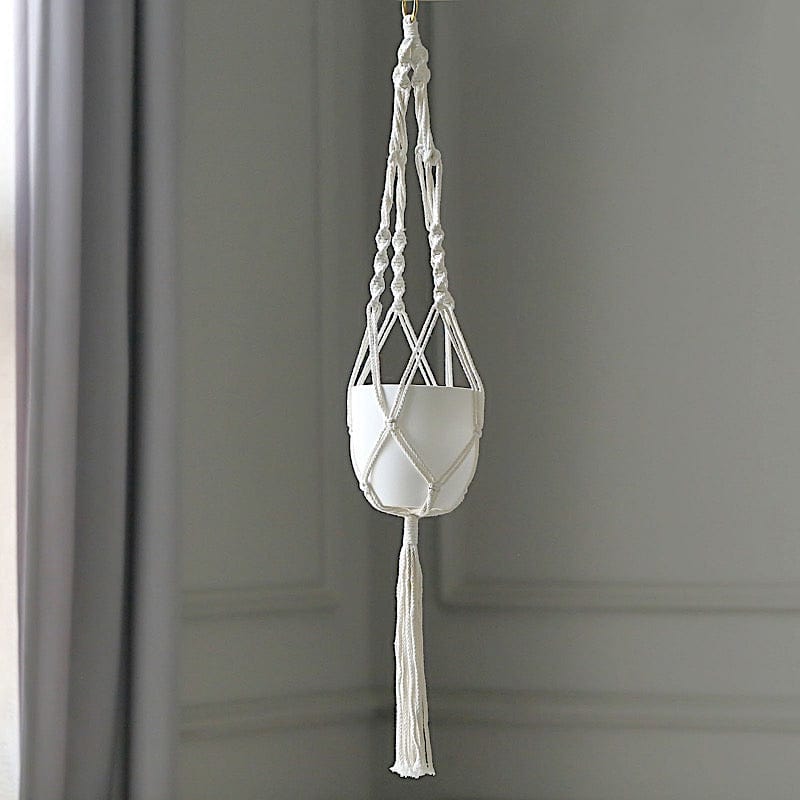 2 Ivory Cotton Ropes Macrame Plant Hanger Decorative Indoor Pot Holders