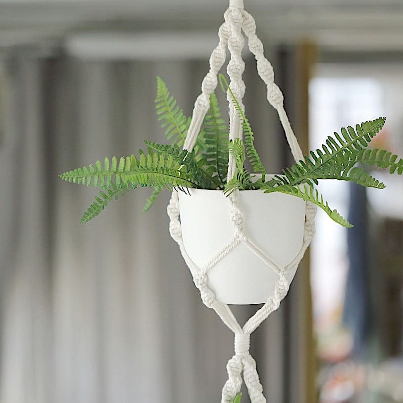 diy 2 tier macrame plant hanger 2 Tier Ivory Cotton Ropes Macrame Plant Hanger Decorative Indoor Pot Holders