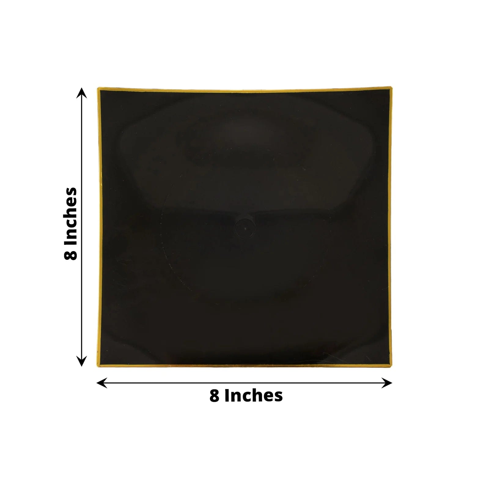 10 Concave Square Disposable Salad and Dinner Plastic Plates with Gold Trim