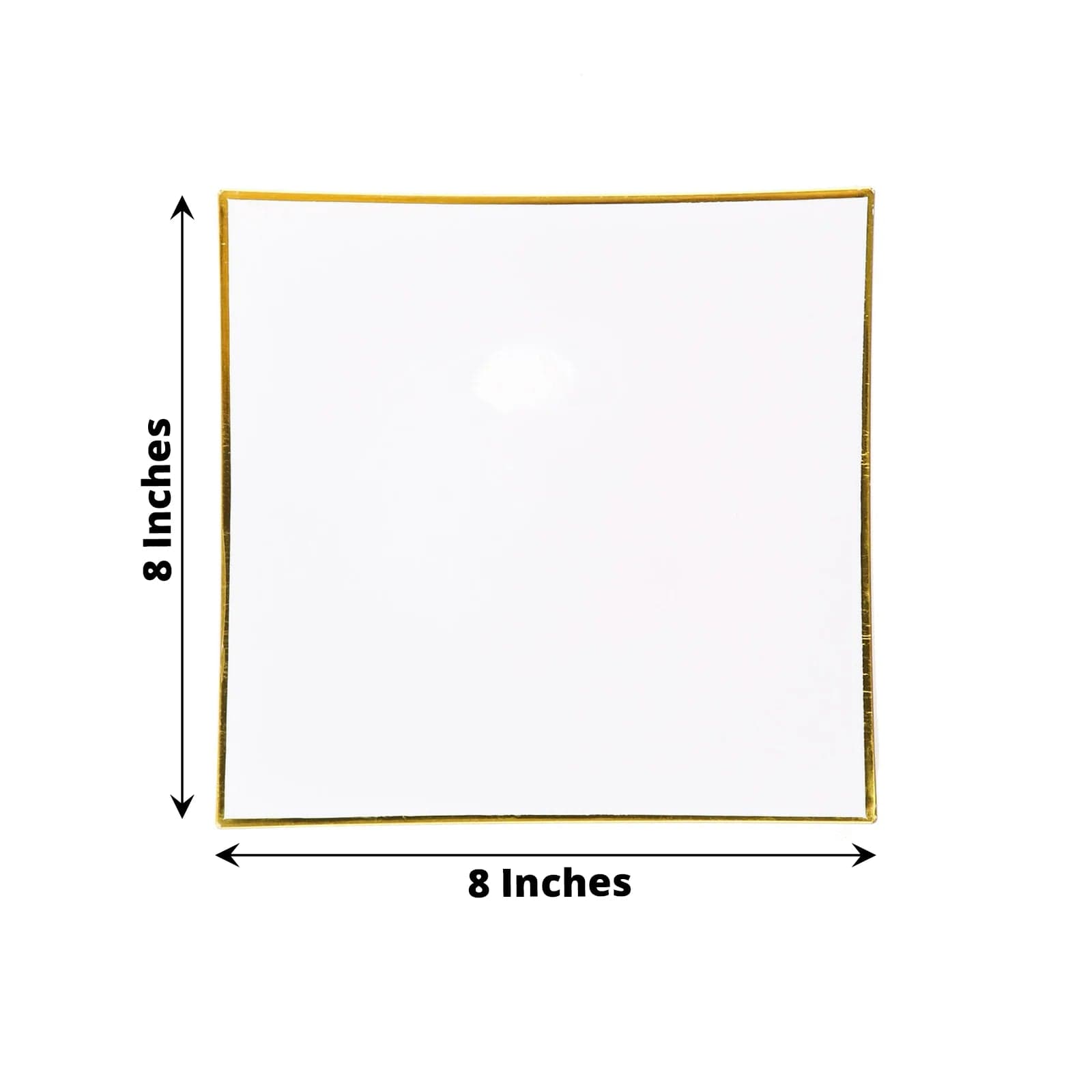 10 Concave Square Disposable Salad and Dinner Plastic Plates with Gold Trim