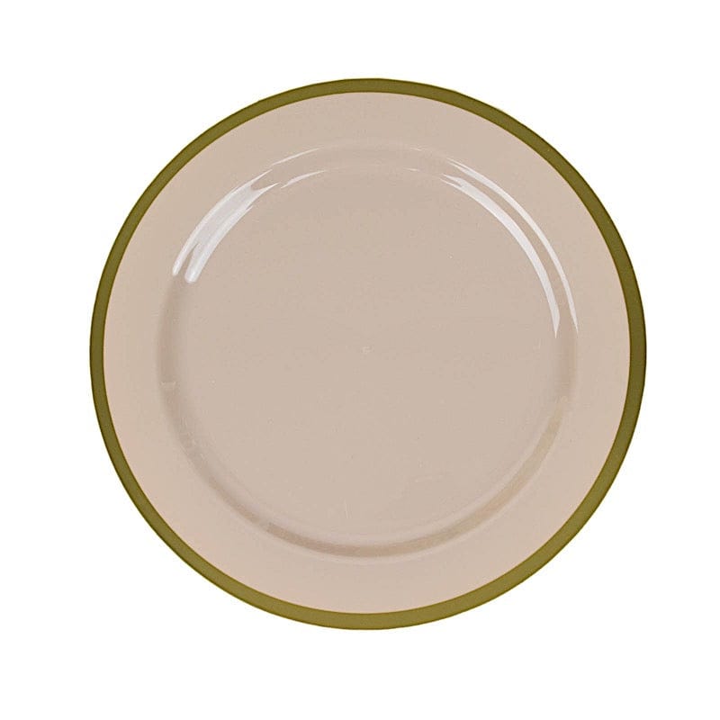 10 Disposable Round Plastic Dessert Plates with Gold Rim