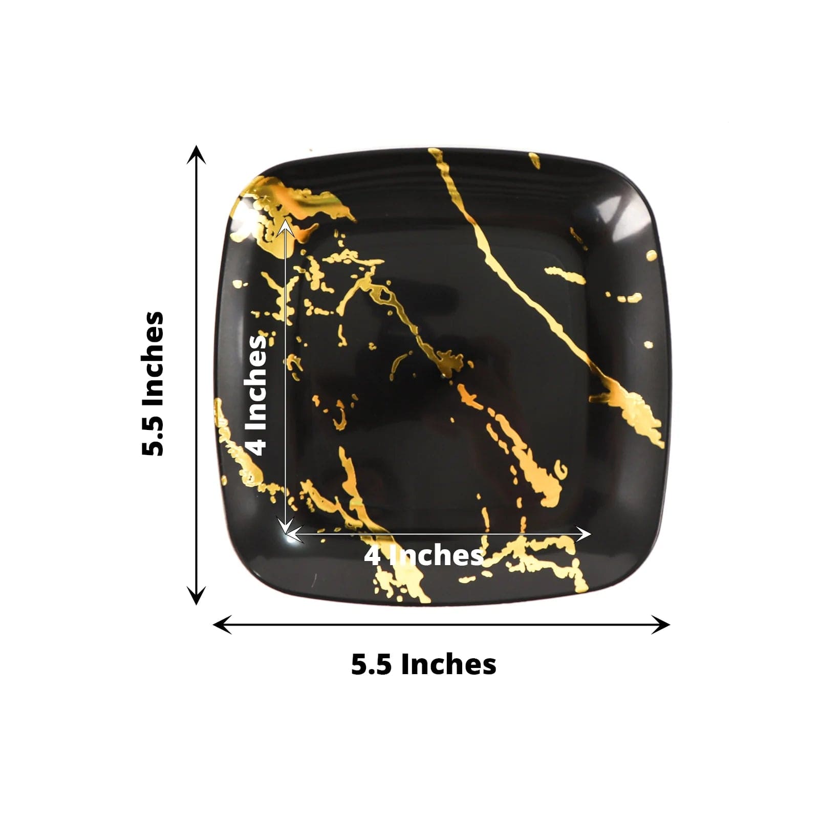 10 Metallic Marble Square Disposable Salad and Dinner Plastic Plates