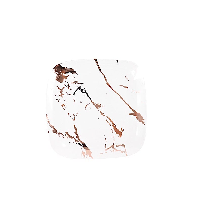 10 Metallic Marble Square Disposable Salad and Dinner Plastic Plates