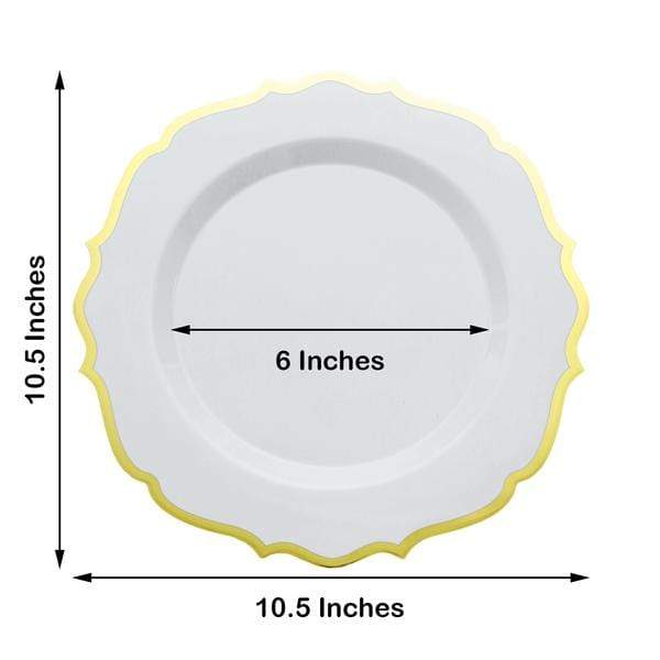 10 pcs 10 in Disposable Plastic Dinner Plates With Scalloped Rim