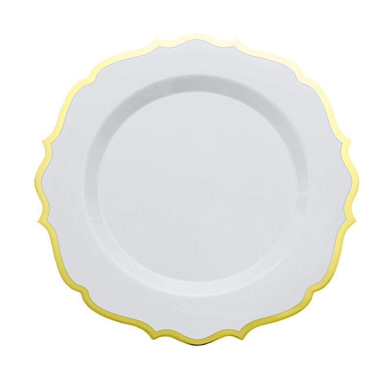 10 pcs 10 in Disposable Plastic Dinner Plates With Scalloped Rim