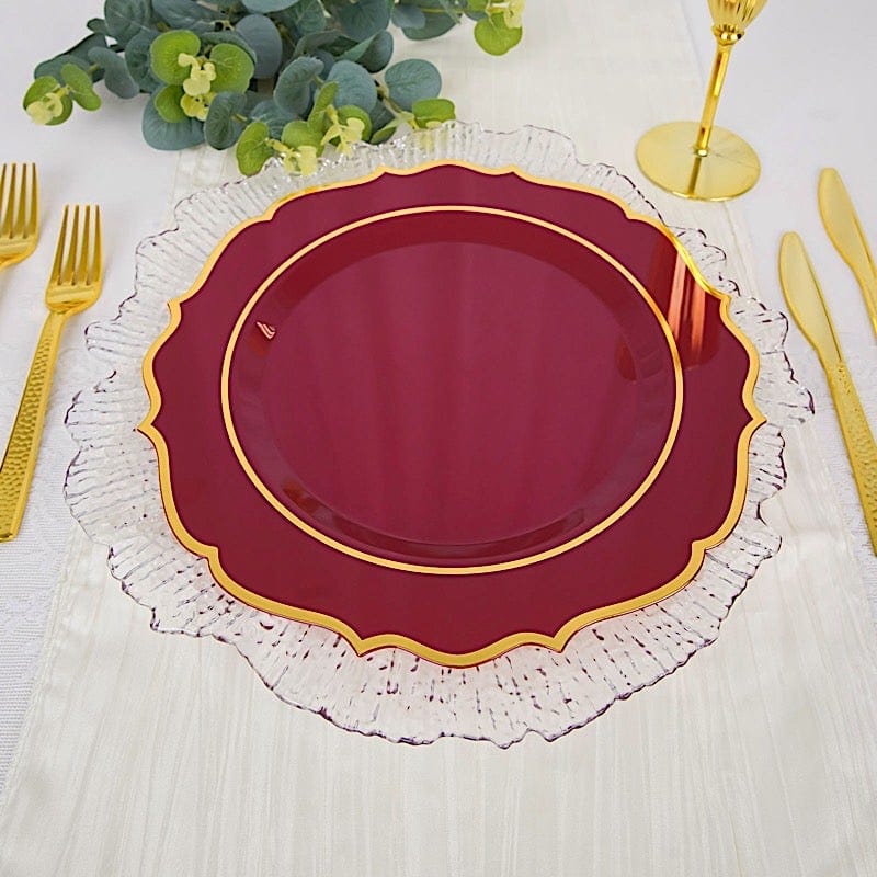 10 pcs 10 in Disposable Plastic Dinner Plates With Scalloped Rim