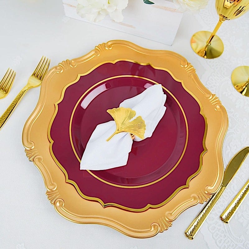 10 pcs 10 in Disposable Plastic Dinner Plates With Scalloped Rim