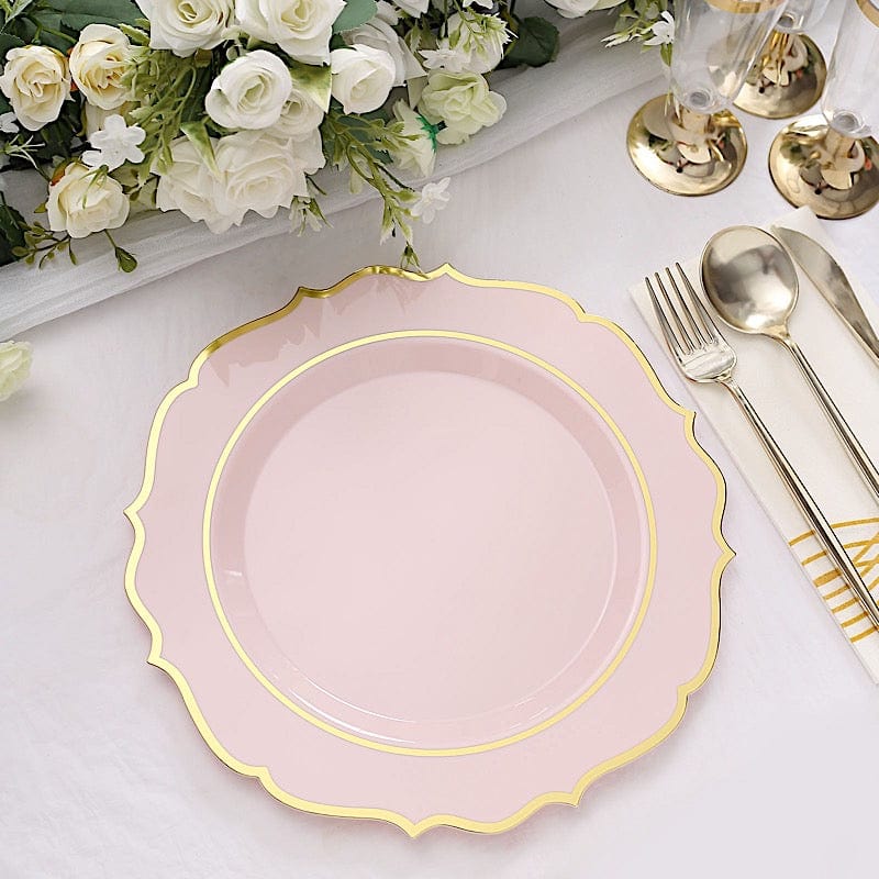 10 pcs 10 in Disposable Plastic Dinner Plates With Scalloped Rim