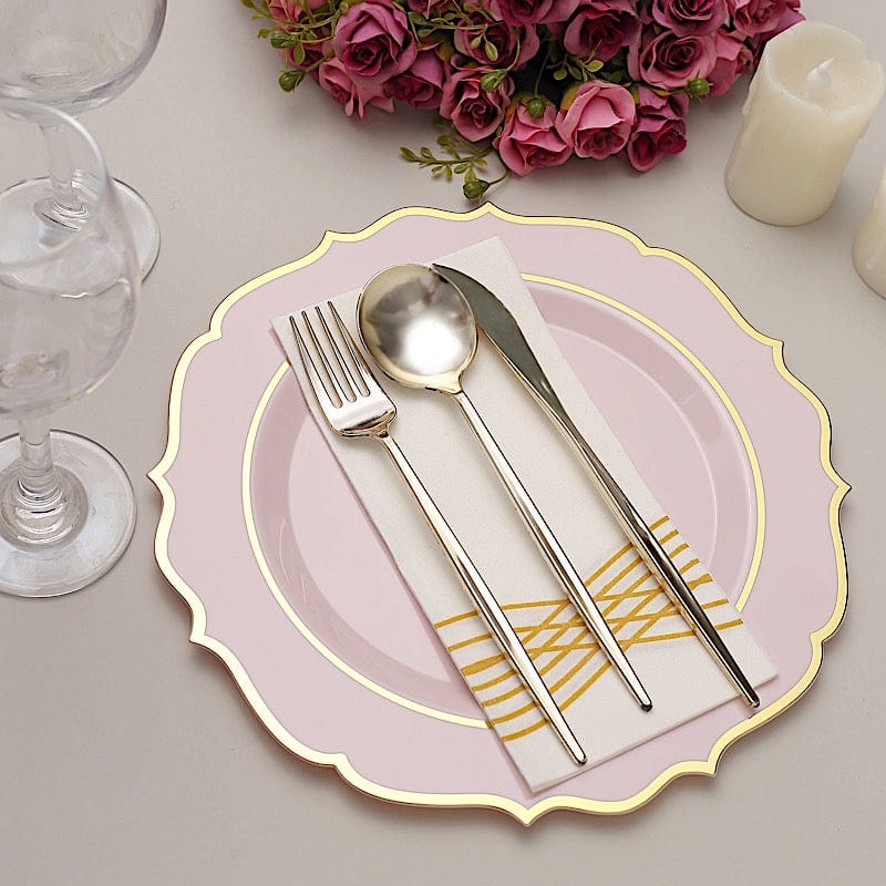 10 pcs 10 in Disposable Plastic Dinner Plates With Scalloped Rim