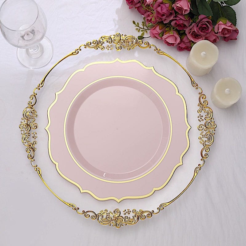 10 pcs 10 in Disposable Plastic Dinner Plates With Scalloped Rim