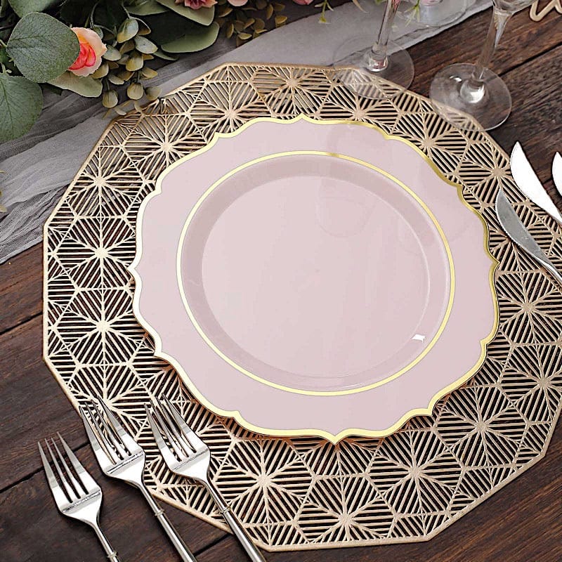 10 pcs 10 in Disposable Plastic Dinner Plates With Scalloped Rim