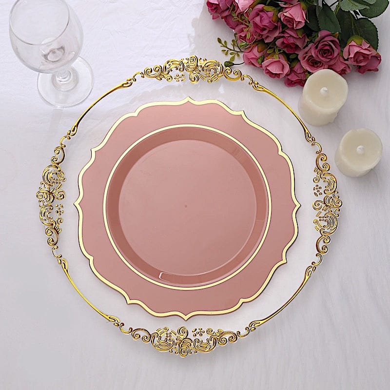 10 pcs 10 in Disposable Plastic Dinner Plates With Scalloped Rim