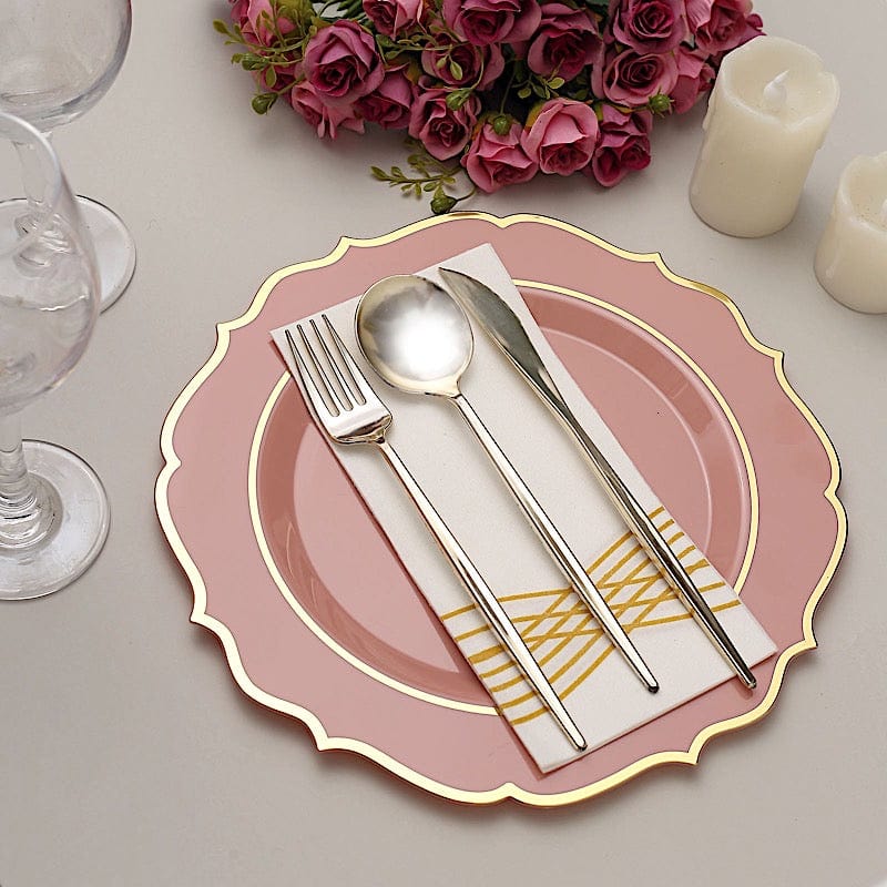 10 pcs 10 in Disposable Plastic Dinner Plates With Scalloped Rim