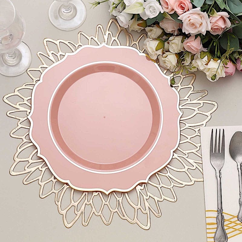 10 pcs 10 in Disposable Plastic Dinner Plates With Scalloped Rim