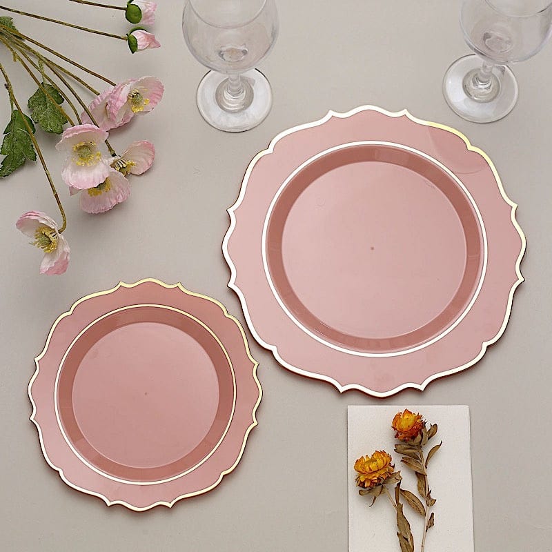 10 pcs 10 in Disposable Plastic Dinner Plates With Scalloped Rim