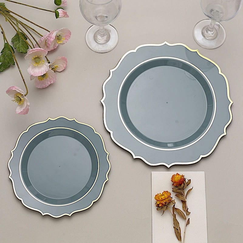 10 pcs 10 in Disposable Plastic Dinner Plates With Scalloped Rim