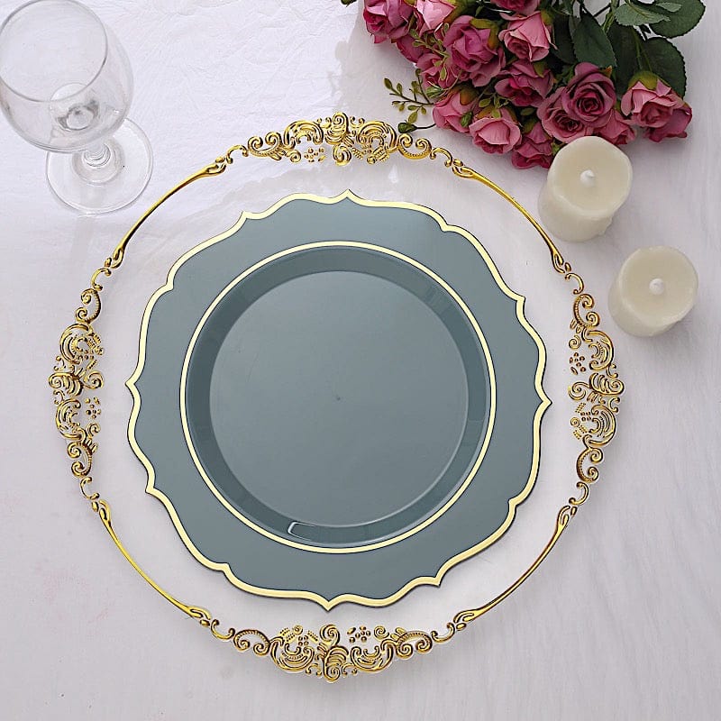 10 pcs 10 in Disposable Plastic Dinner Plates With Scalloped Rim