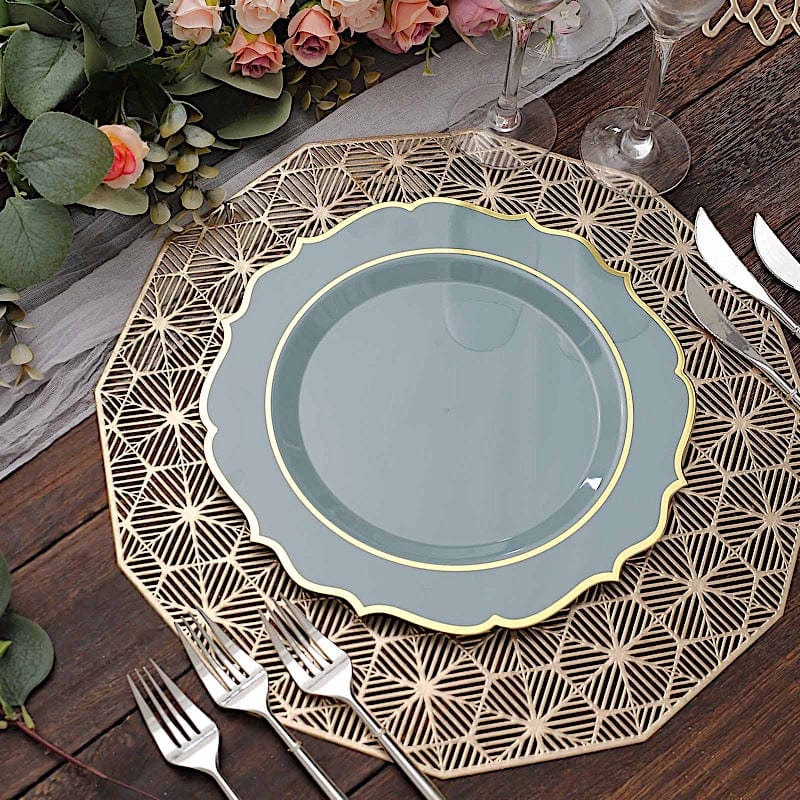 10 pcs 10 in Disposable Plastic Dinner Plates With Scalloped Rim