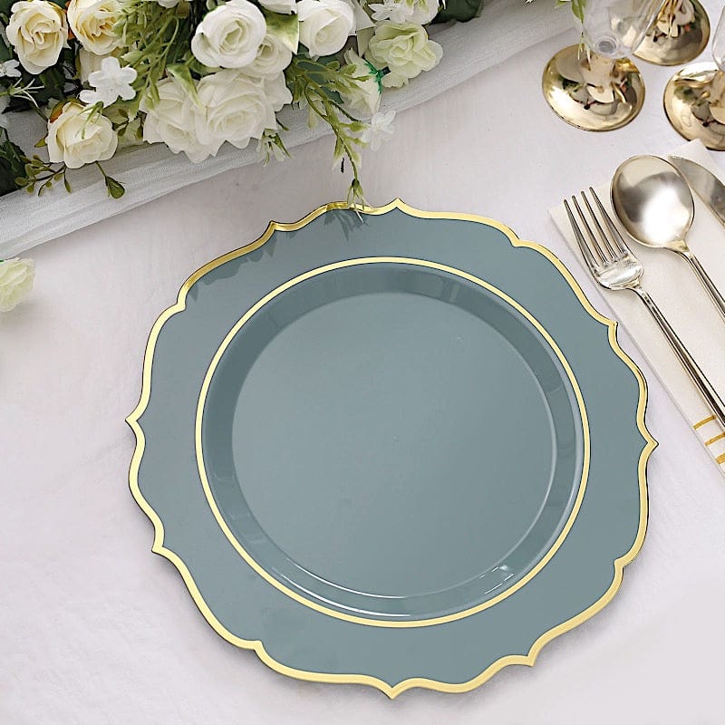 10 pcs 10 in Disposable Plastic Dinner Plates With Scalloped Rim