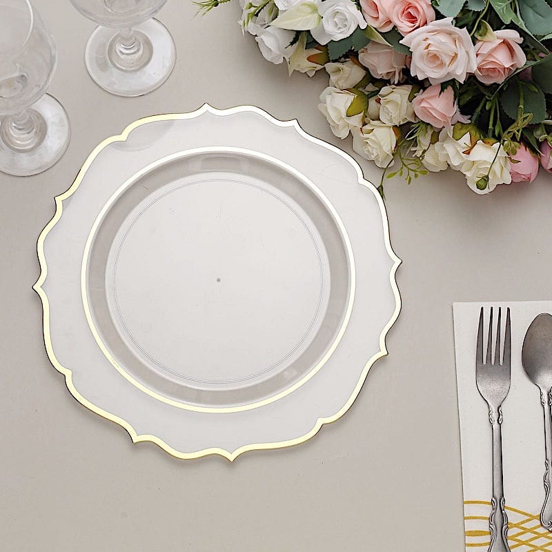 10 pcs 10 in Disposable Plastic Dinner Plates With Scalloped Rim