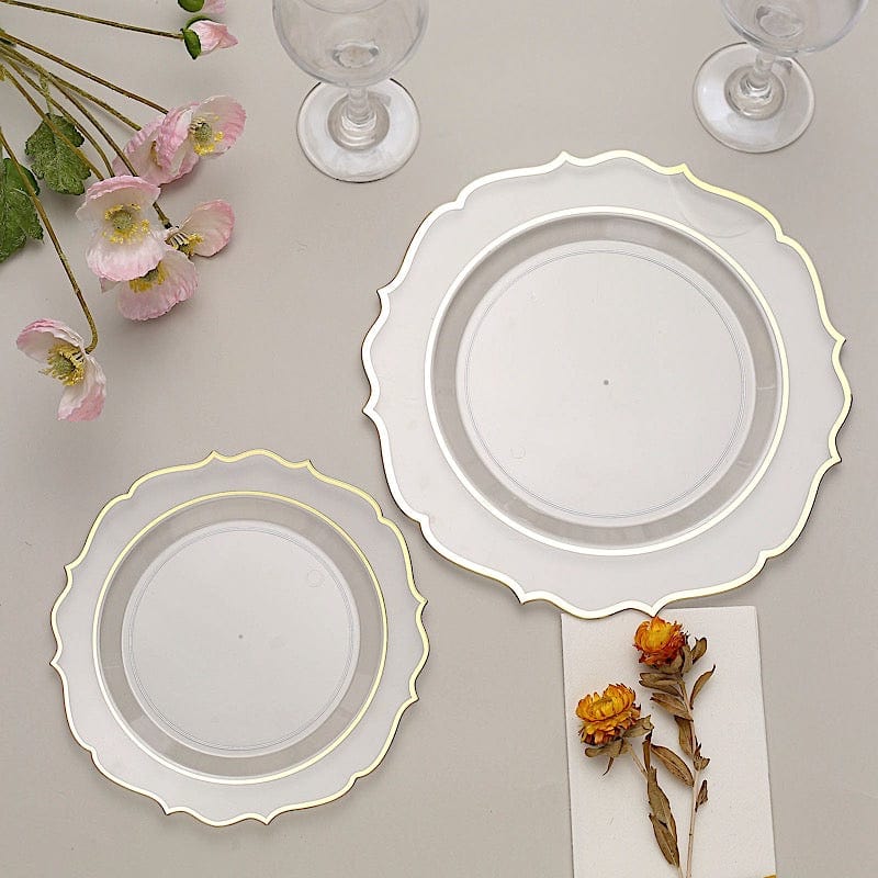 10 pcs 10 in Disposable Plastic Dinner Plates With Scalloped Rim