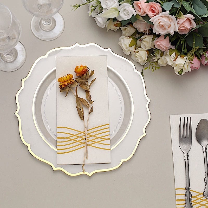 10 pcs 10 in Disposable Plastic Dinner Plates With Scalloped Rim