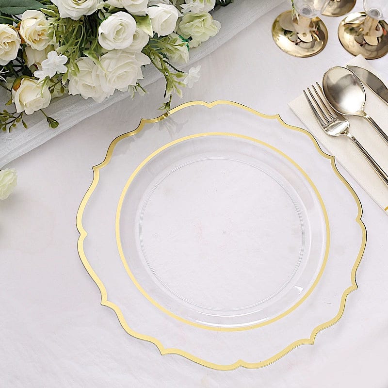 10 pcs 10 in Disposable Plastic Dinner Plates With Scalloped Rim