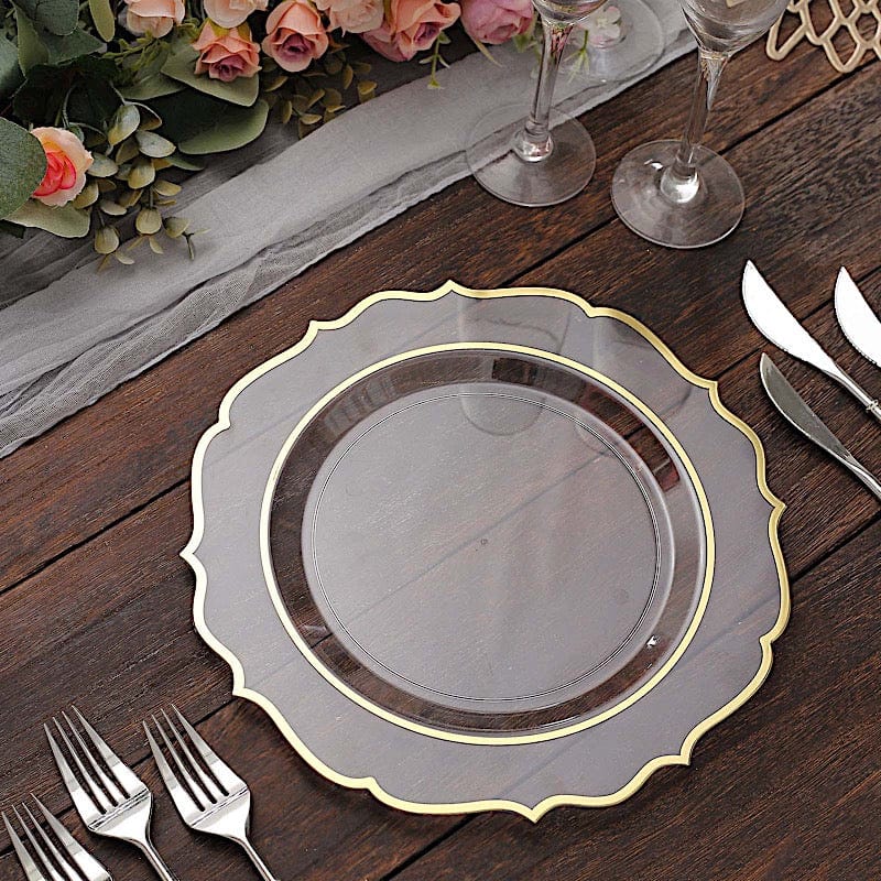 10 pcs 10 in Disposable Plastic Dinner Plates With Scalloped Rim