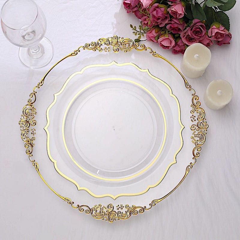 10 pcs 10 in Disposable Plastic Dinner Plates With Scalloped Rim