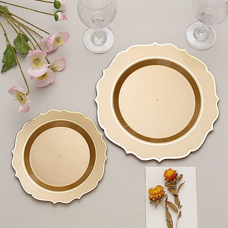 10 pcs 10 in Disposable Plastic Dinner Plates With Scalloped Rim