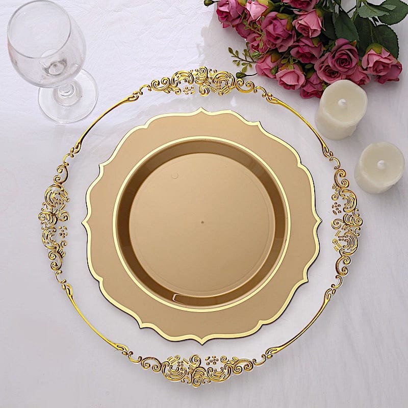 10 pcs 10 in Disposable Plastic Dinner Plates With Scalloped Rim