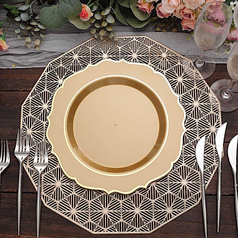 10 pcs 10 in Disposable Plastic Dinner Plates With Scalloped Rim