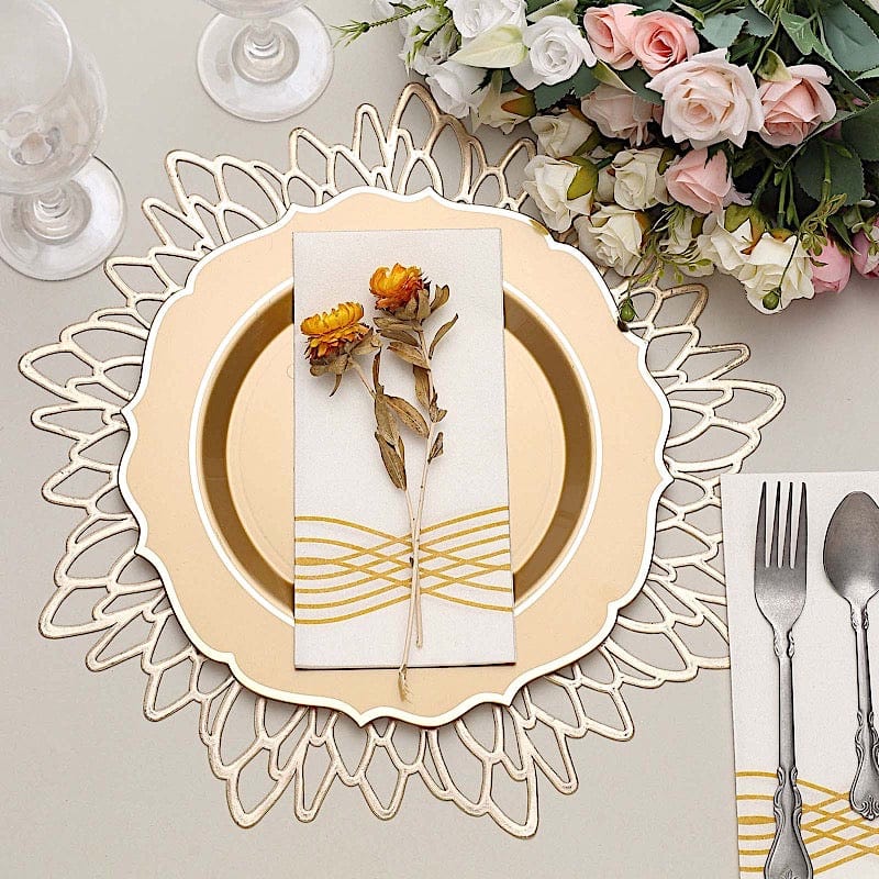 10 pcs 10 in Disposable Plastic Dinner Plates With Scalloped Rim