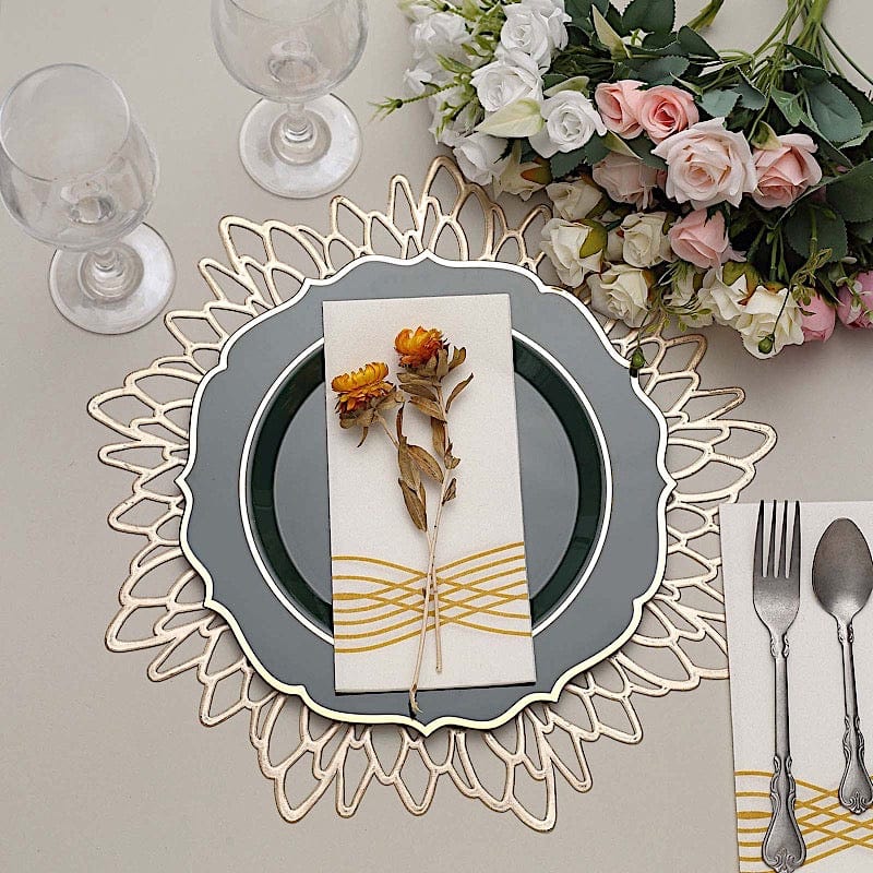 10 pcs 10 in Disposable Plastic Dinner Plates With Scalloped Rim